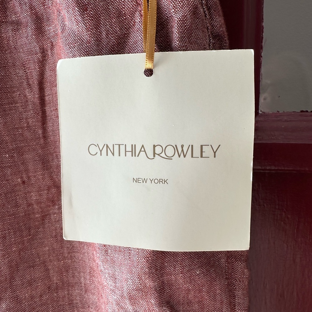 Cynthia Rowley Rust Linen-Cotton Cropped Wide-Leg Pants like free people - Picture 3 of 6
